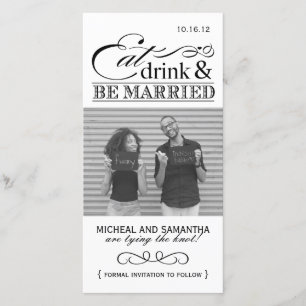 Eten, Drinken & Trouwen Bewaar de datumfotokaarten Save The Date