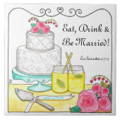 Eten, Drinken & Trouwen  bruiloft Tegel Tegeltje (Voorkant)