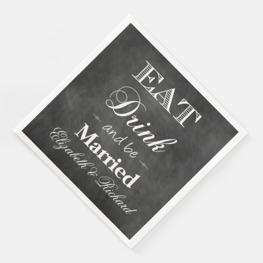 Eten, Drinken & Trouwen Chalkboard bruiloft Servetten (Hoek)