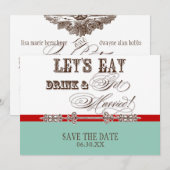 Eten, Drinken, Trouwen Opslag Kaartjes Save The Date (Voorkant / Achterkant)