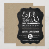 Eten, Drinken & trouwen Repetitie Diner Uitnodigen Kaart (Voorkant / Achterkant)