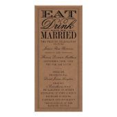 Eten, Drinken & Trouwen Rustiek Trouwprogramma Reclamekaart (Voorkant)