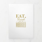 Eten, Drinken & trouwen White & Gold Wedding Suite Drieluik Uitnodiging (Cover)