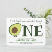 Eten één Cute Avocado 1st Birthday Kaart (Staand voorkant)