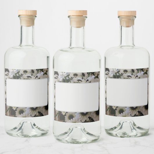 Eten en Drinken Etiket Set - Zwart & Wit Daisie (Flessen)