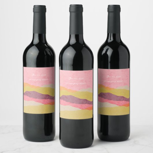 Eten en drinken Label Set abstract landschap Wijn Etiket (Flessen)