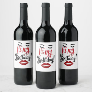 Eten en drinken Label Set - Het is mijn verjaardag Wijn Etiket