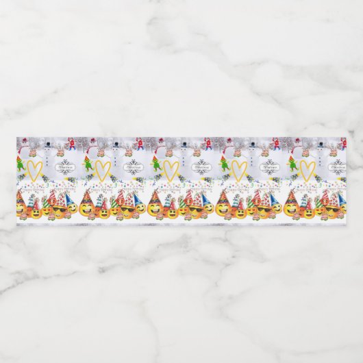 Eten en drinken Label Set Vrolijk Kerstmis Gelukki Waterfles Etiket (Enkel label)