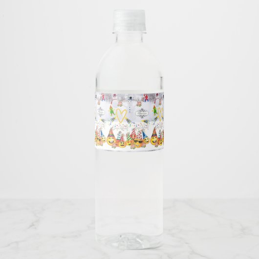 Eten en drinken Label Set Vrolijk Kerstmis Gelukki Waterfles Etiket (Voorkant)