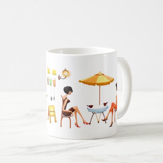 Eten en genieten van goede tijden in een restauran koffiemok (Voorkant rechts)