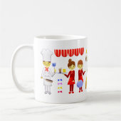 Eten en genieten van goede tijden in een restauran koffiemok (Links)