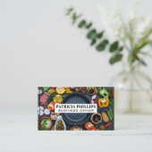 Eten en Skillet op tafel | chef-kok Visitekaartje (Staand voorkant)