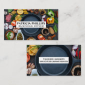 Eten en Skillet op tafel | chef-kok Visitekaartje (Voorkant / Achterkant)