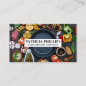 Eten en Skillet op tafel | chef-kok Visitekaartje (Voorkant)