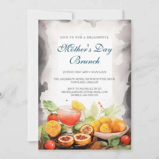 Eten en Vruchten Moederdag Brunch Uitnodiging (Voorkant)