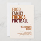 Eten Familie Vrienden Football Thanksgiving Diner Kaart (Voorkant)
