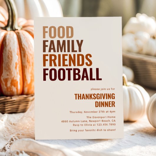 Eten Familie Vrienden Football Thanksgiving Diner Kaart