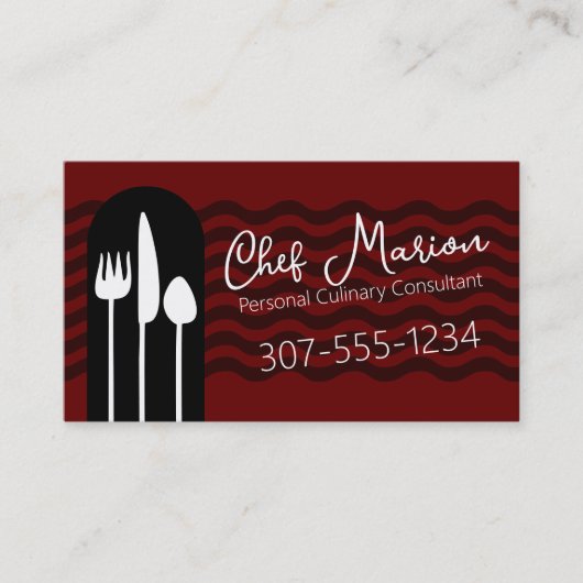 Eten gebruiksvoorwerpen chef catering restaurant t visitekaartje (Voorkant)