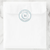 Eten Gift Uit de Keuken van Blauwgroen Monogram Ronde Sticker (Tas)
