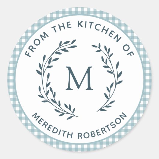 Eten Gift Uit de Keuken van Monogram krans Ronde Sticker (Voorkant)