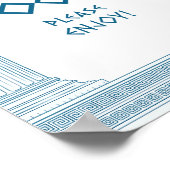 'Eten graag genieten' feestbord met blauwe kolomme Poster (Hoek)