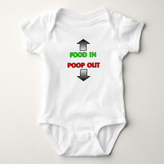 Eten In Poep Uit Grappige Baby Romper Humor (Voorkant)