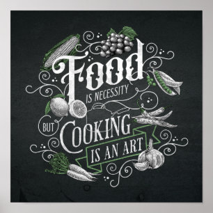Eten Is Noodzaak Koken Is Kunst Vintage Keuken Poster