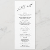 "Eten is Verrukelijk" Elegant Huwelijksmenu in Zwa Menu (Voorkant)