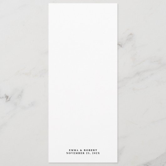 "Eten is Verrukelijk" Elegant Huwelijksmenu in Zwa Menu (Achterkant)