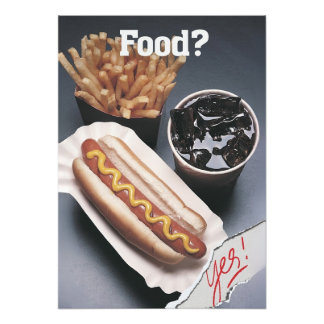 Eten? Ja! Grappige Hot Dog & Frites Kunstprint Foto Afdruk