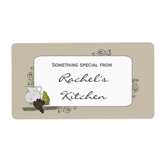 Eten Label met Rustieke Stilleven Illustratie (Voorkant)