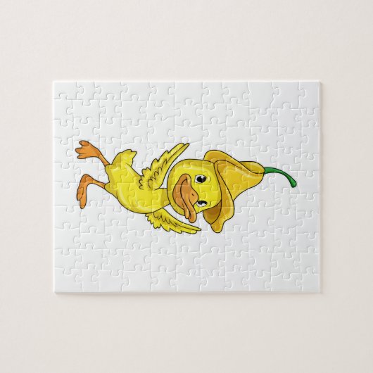 Eten met geel Bell-Pet Legpuzzel (Horizontaal)