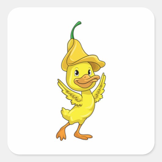 Eten met geel Bell-Pet Vierkante Sticker (Voorkant)