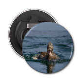 Eten met open bek button flesopener (Voorkant)