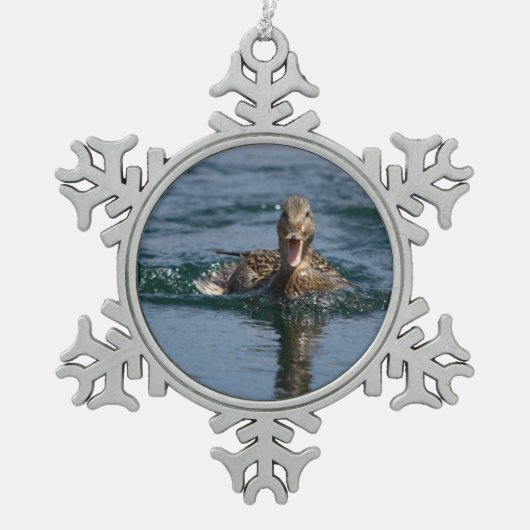 Eten met open bek tin sneeuwvlok ornament (Voorkant)