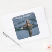 Eten met open bek vierkante sticker (Envelop)