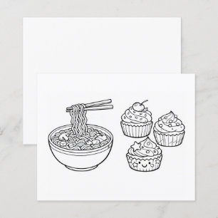 Eten Noedels Cupcake Zwart Wit Kleurplaat