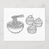 Eten Noedels Cupcake Zwart Wit Kleurplaat (Voorkant)