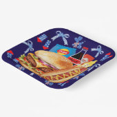 Eten op het Bord Rood Wit en Blauw Papier Bord (Gebogen)