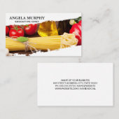 Eten op houten tafel visitekaartje (Voorkant / Achterkant)