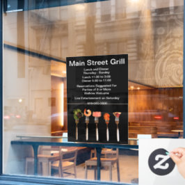 Eten op moderne restaurantbedrijven met vorken raamsticker