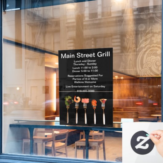 Eten op Vorken Moderne Restaurant Zakelijke Ondern Raamsticker (Cafe Raam)