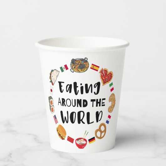 Eten over de hele wereld papieren bekers (Voorkant)