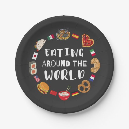 Eten over de hele wereld papieren bordje (Voorkant)