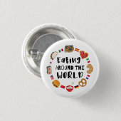 Eten over de hele wereld ronde button 3,2 cm (Voorkant /achterkant)