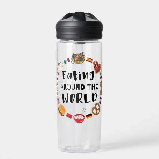 Eten over de hele wereld waterfles (Voorkant)