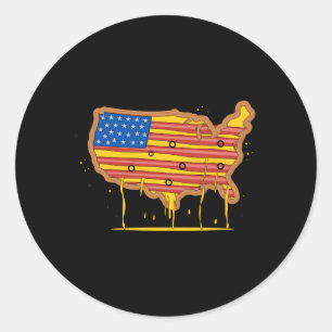 Eten Pizza Amerikaanse vlag 4th van juli Ronde Sticker