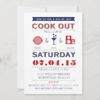 Eten, plezier en muziek 4 juli Cookout Uitnodigen Kaart