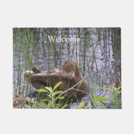 Eten Preening in de Leden Deurmat