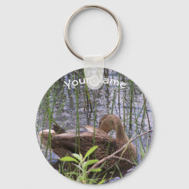 Eten Preening in de Leden Sleutelhanger